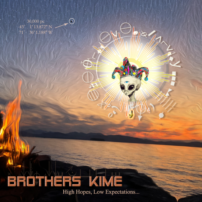 Album cover for High Hopes, Low Expectations… by Brothers KIME Straightforward, accessible, and compliant. No interpretation or symbolism in alt text.