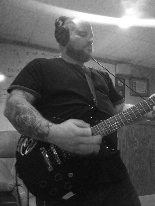 Ran Kime recording guitar at Winter Hill Studios, documenting the hands-on, DIY approach that shaped the brothers KIME sound.