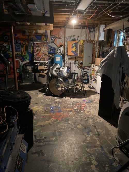Drum tracking room at Winter Hill Studios where Brothers KIME record live drums, loops, and layered percussion.