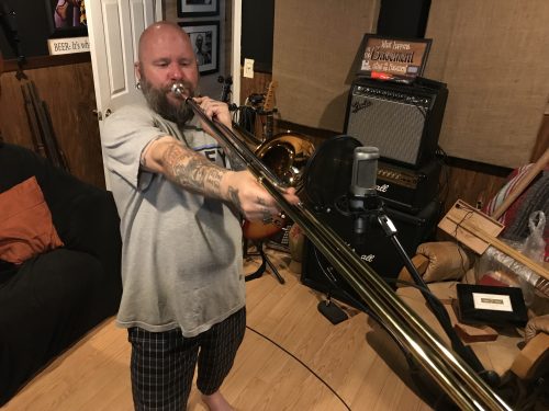 Trombone session at Winter Hill Studios showcasing brothers kime’s genre-bending approach and hands-on recording process.