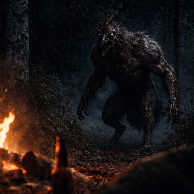 grizzle chicken know as the Salv Rin species male stalks partiers in the woods